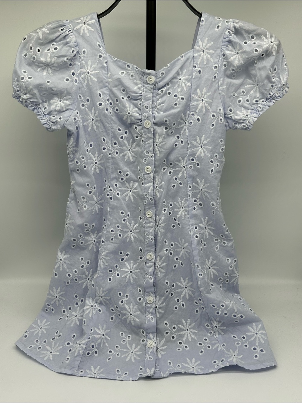 Cat & Jack Girl's Light Blue Eyelet Button-Front Dress Size M (8)